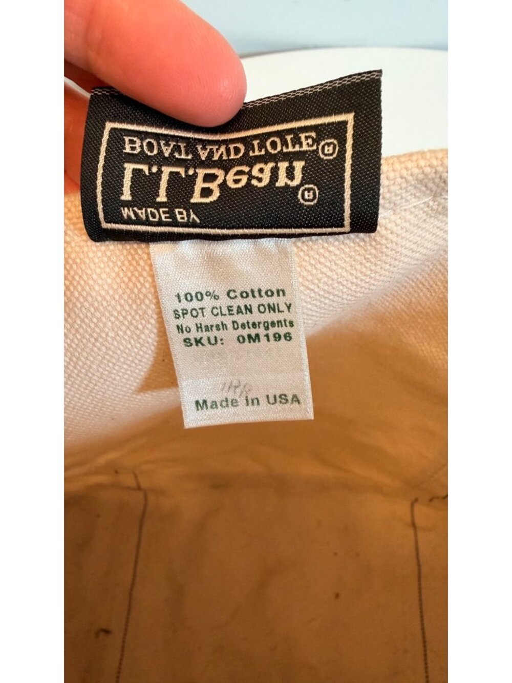 L.L.Bean Boat And Tote Canvas Bag Beige & Green Starfish Embroidery Made In USA - Picture 5 of 15